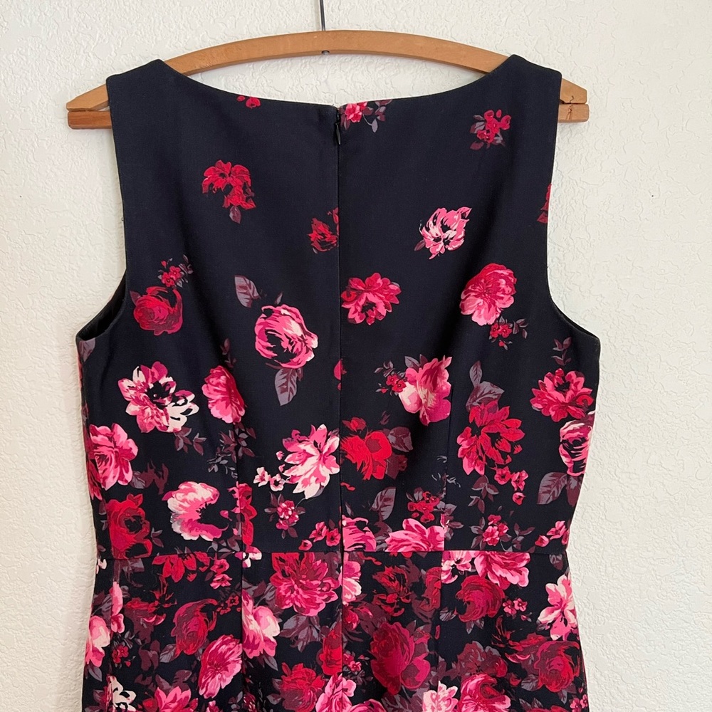 Womens Talbots Black Red Floral Dress Size 8 - Picture 3 of 5